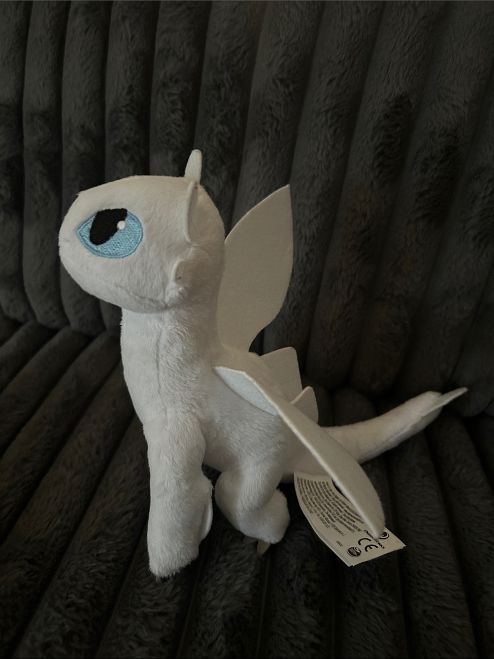 DreamWorks White Dragon Plush with Blue Eyes